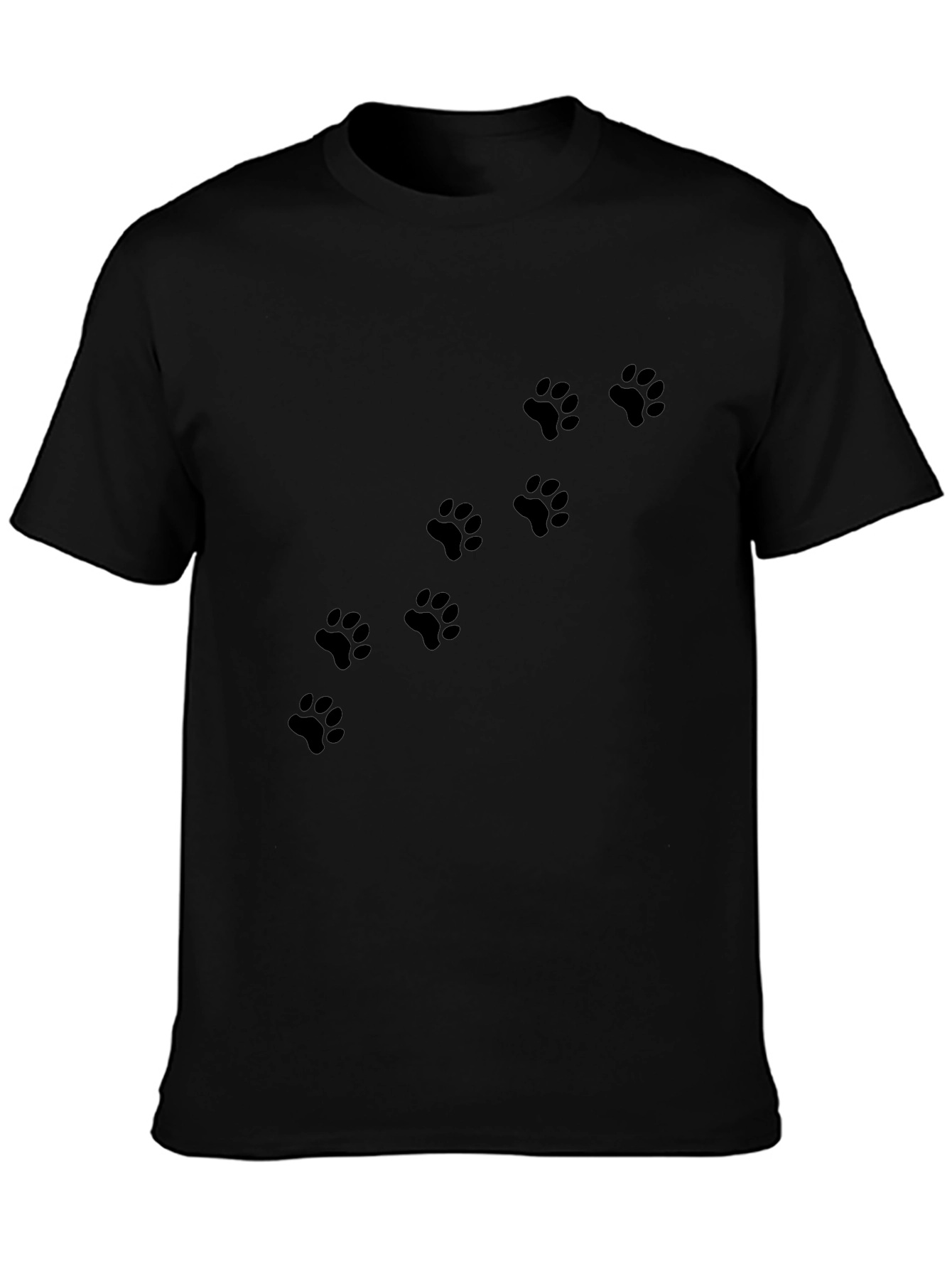 Mens Black T-Shirt with Paw Print Design