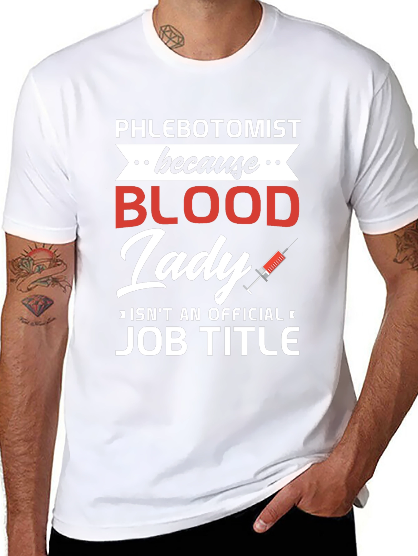 Phlebotomist Blood Lady T-Shirt Funny Job Title Tee