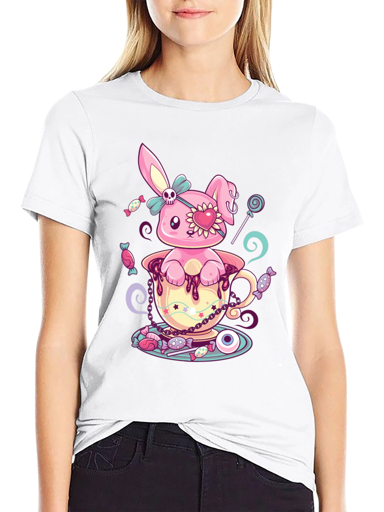 Cute Kawaii Bunny in Teacup T-Shirt