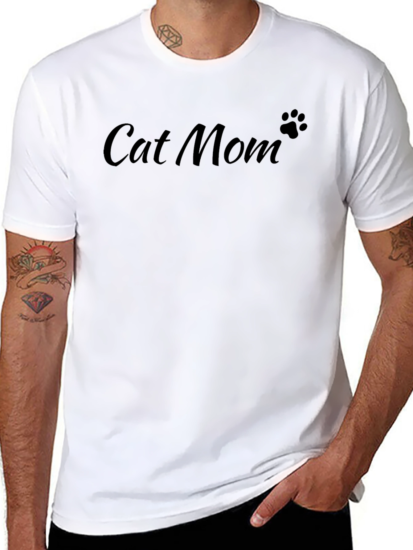 Cat Mom T-Shirt - Black Crew Neck Tee