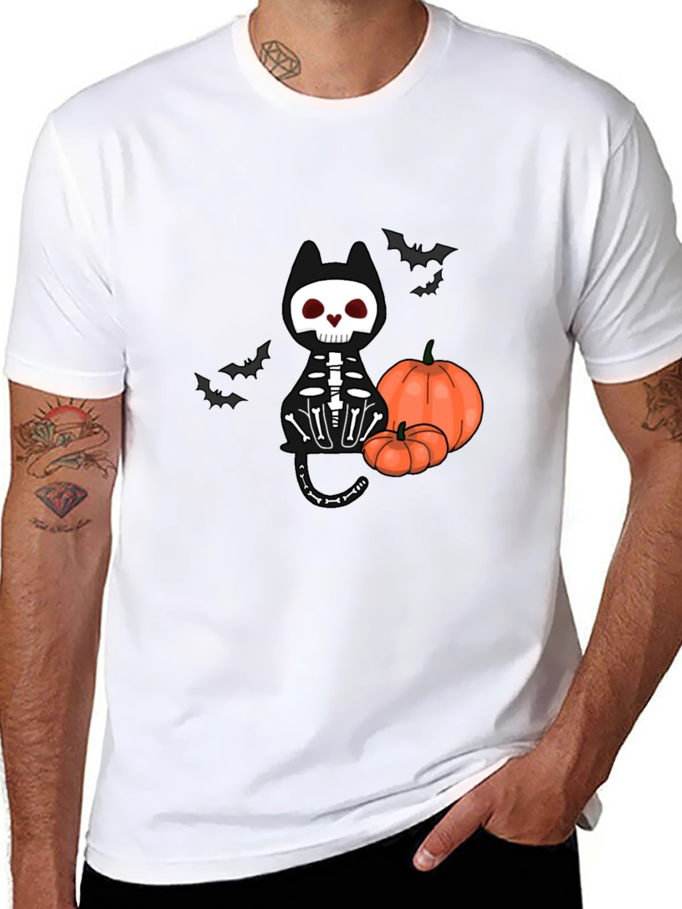 Halloween Skeleton Cat T-Shirt