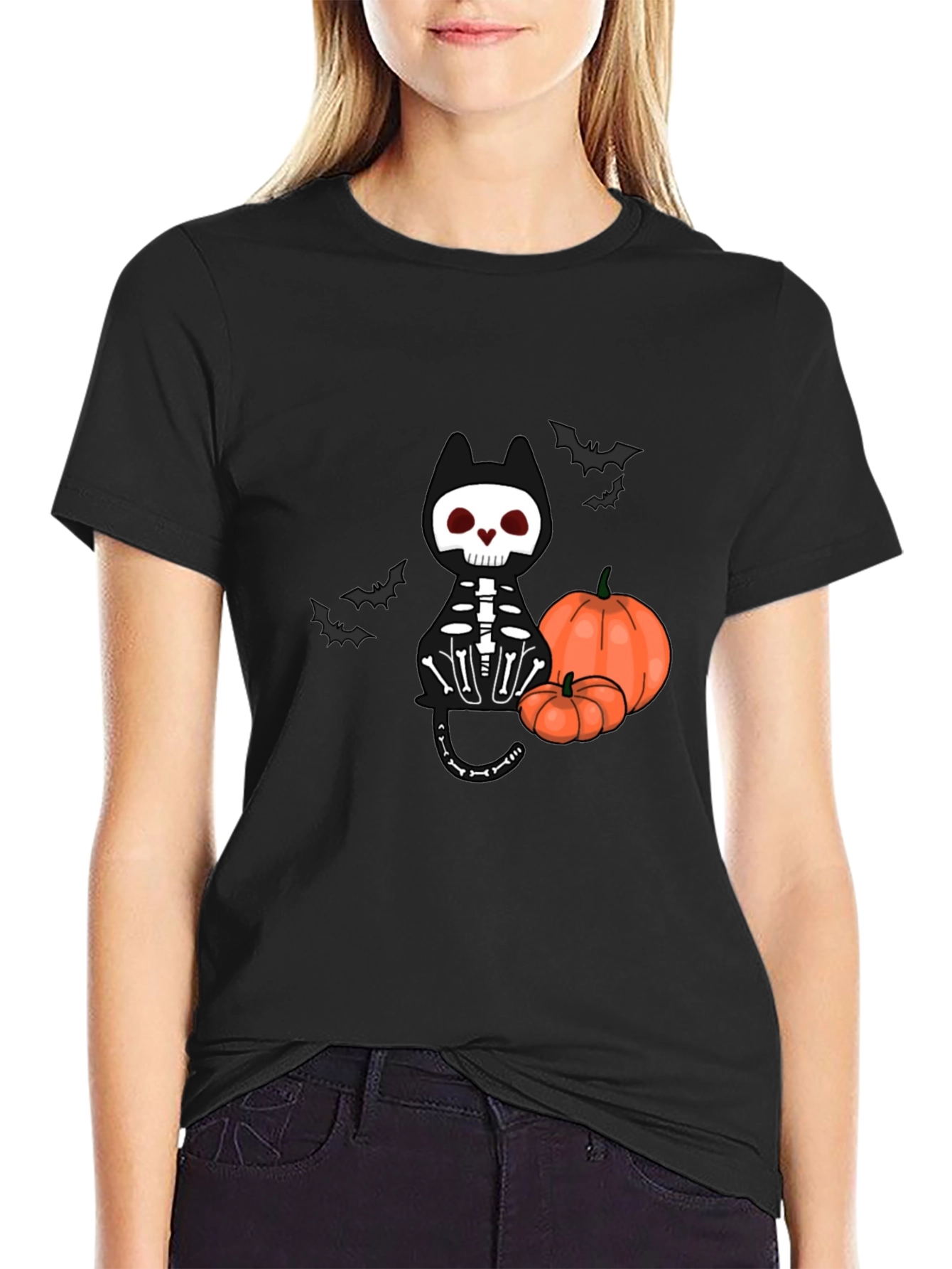 Halloween Skeleton Cat T-Shirt