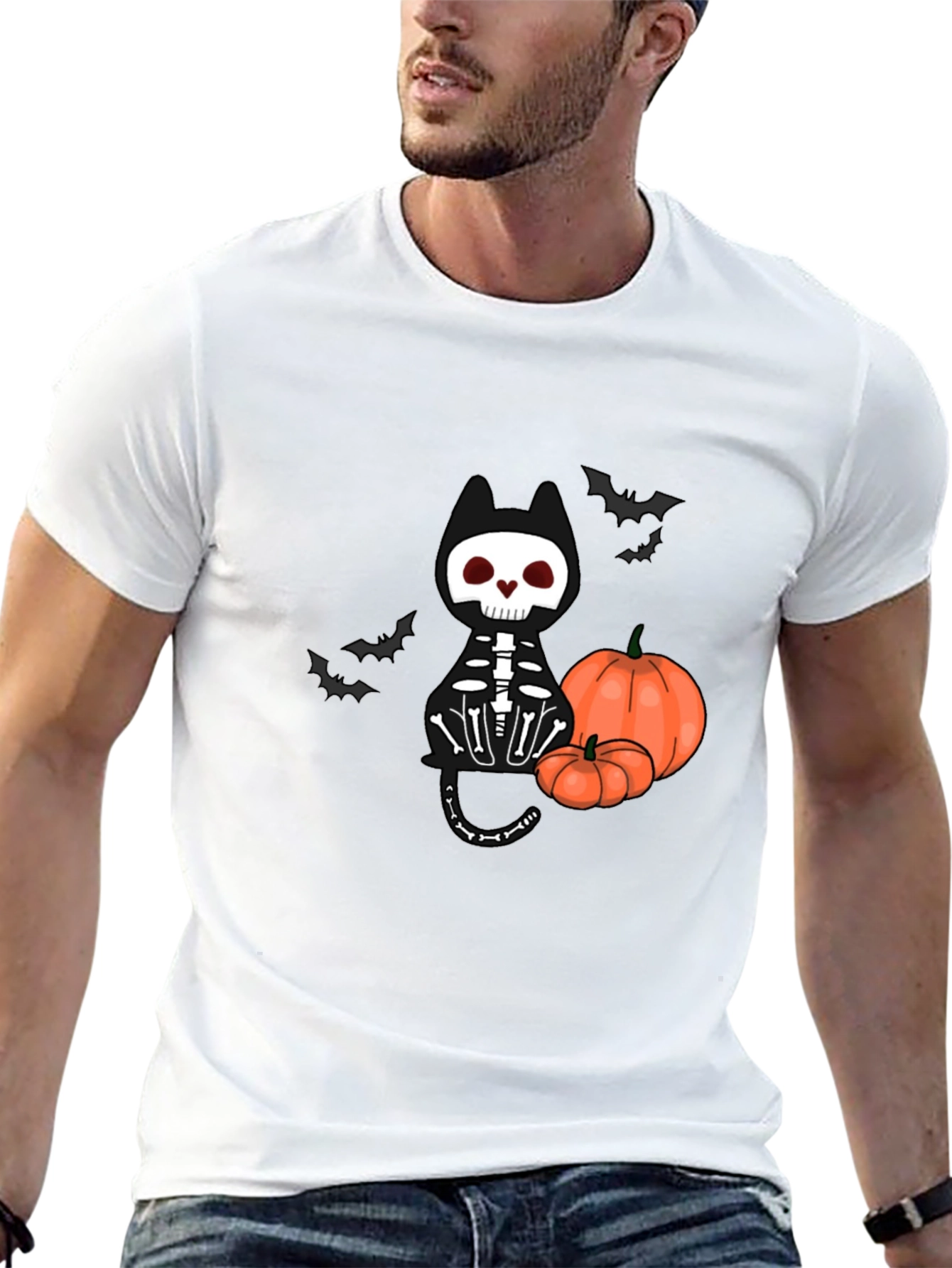 Halloween Skeleton Cat T-Shirt