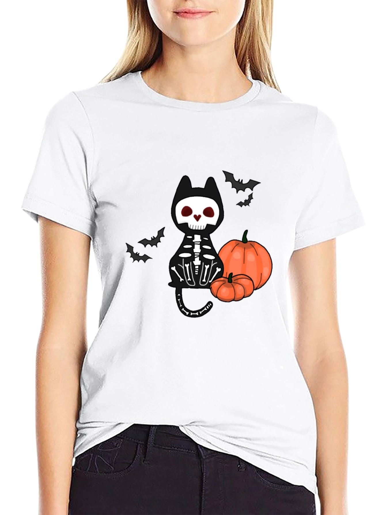 Halloween Skeleton Cat T-Shirt