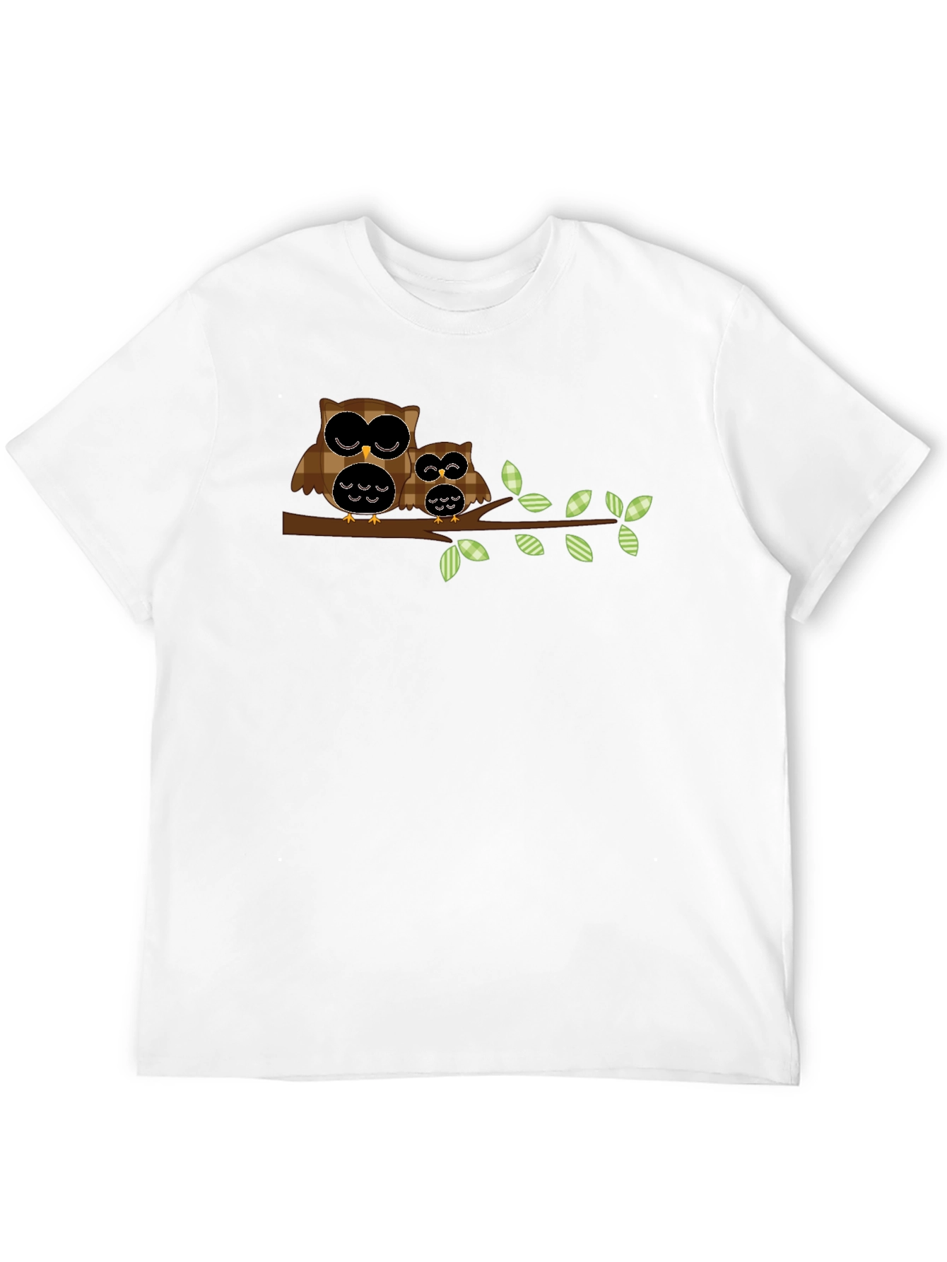 Owl Family Tree Branch Black T-Shirt