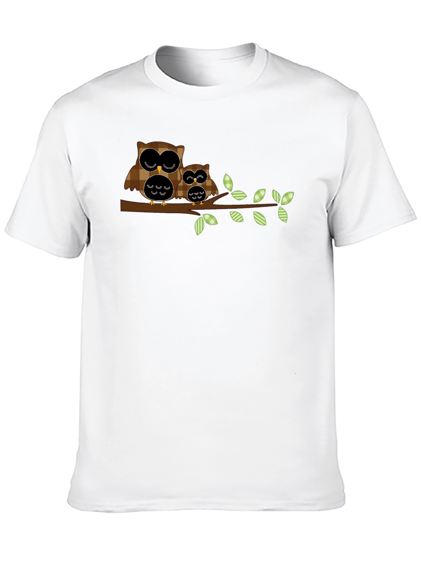 Owl Family Tree Branch Black T-Shirt