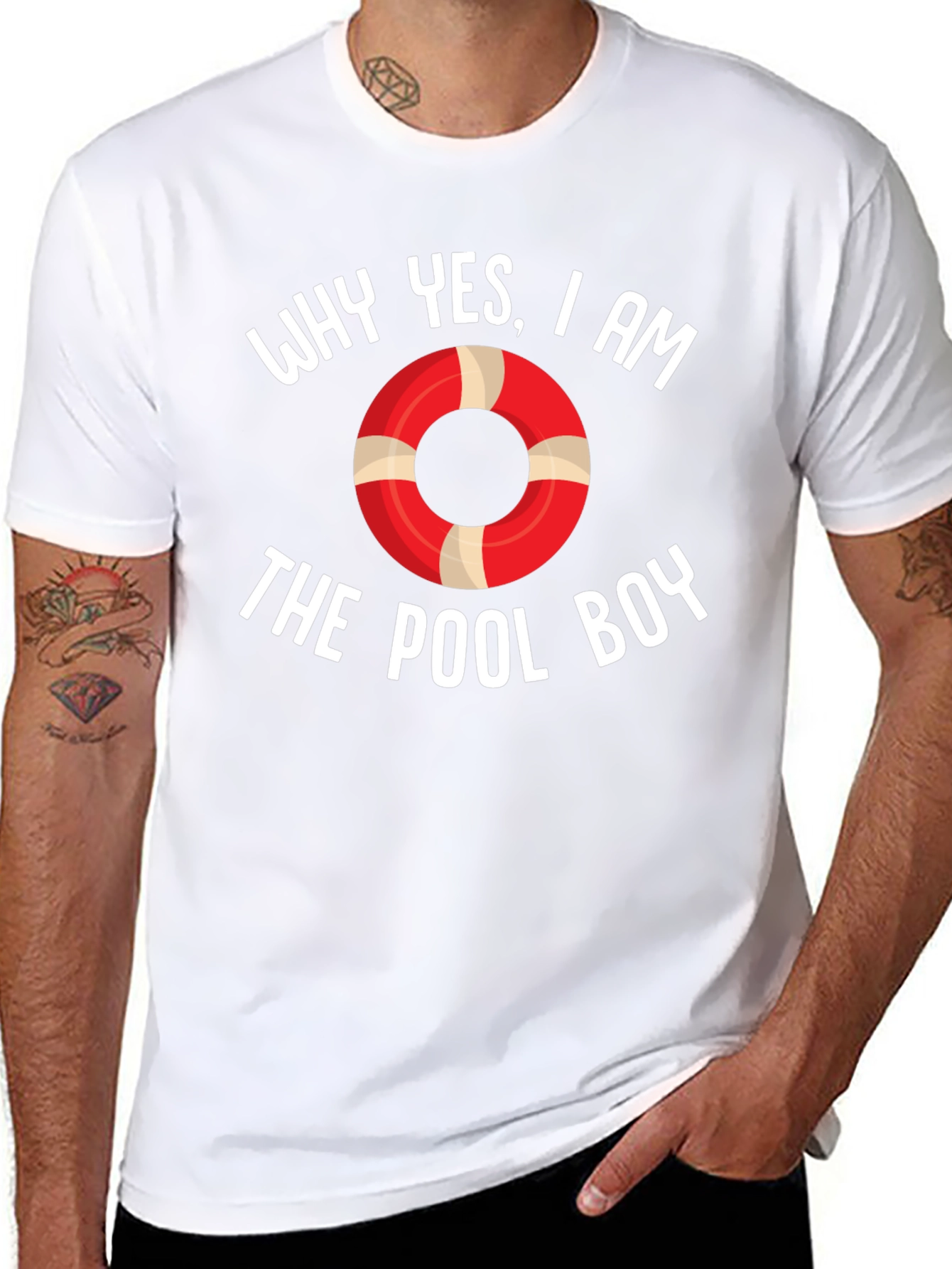 Pool Boy Graphic T-Shirt - Black Cotton Blend Tee