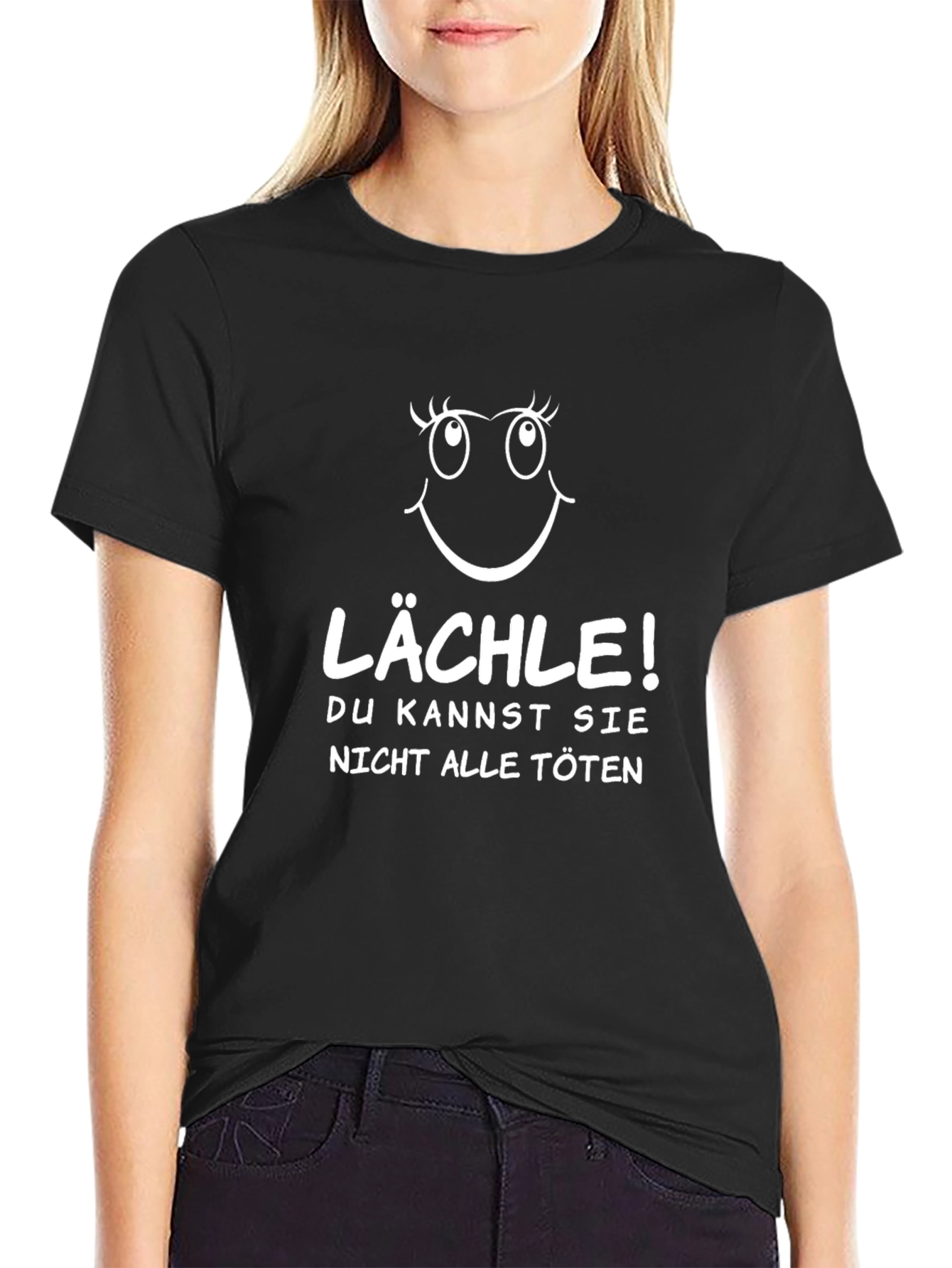 Lächle! Graphic Print Black T-Shirt