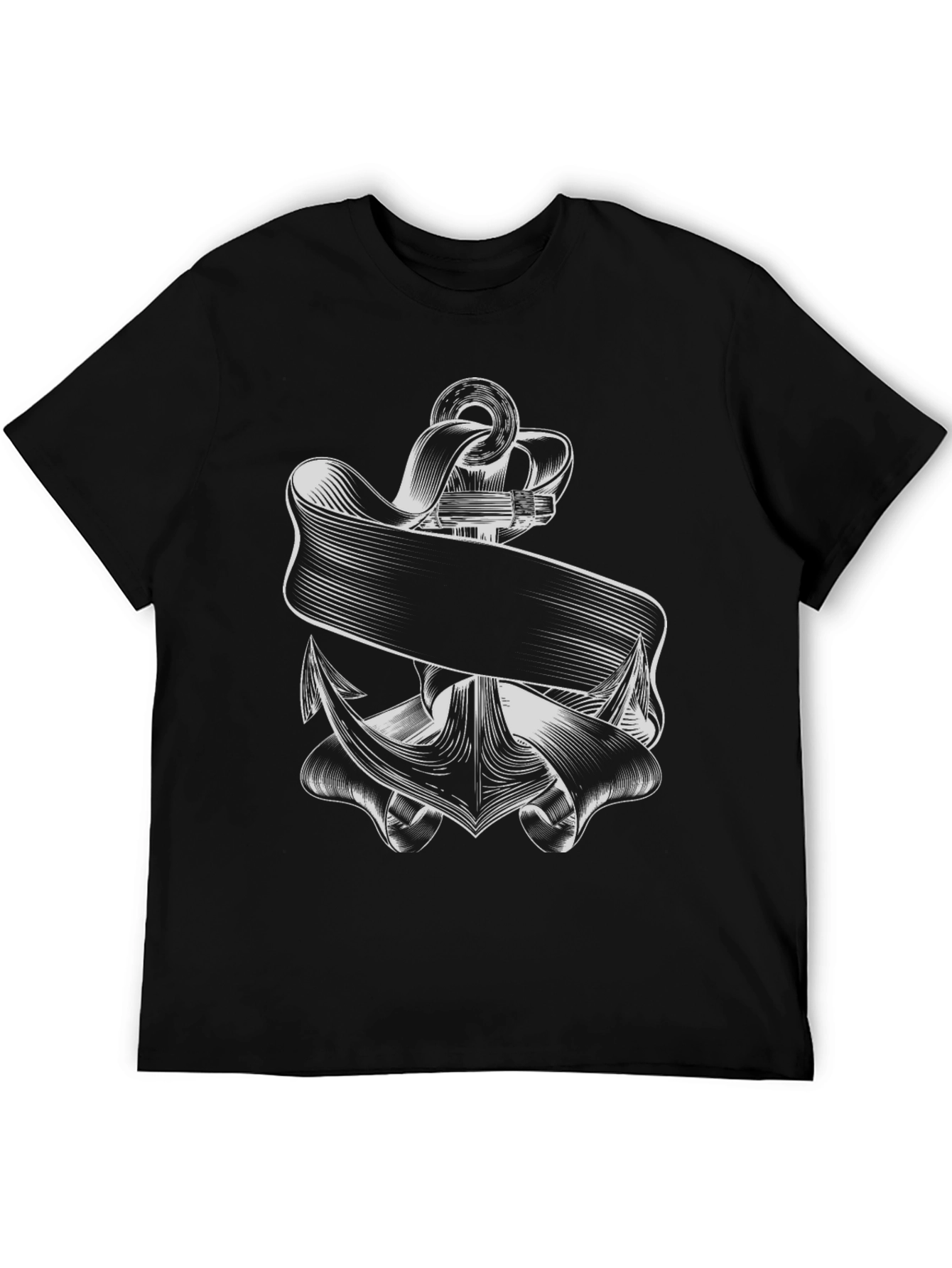 Nautical Anchor Graphic Tee - Classic Black T-Shirt