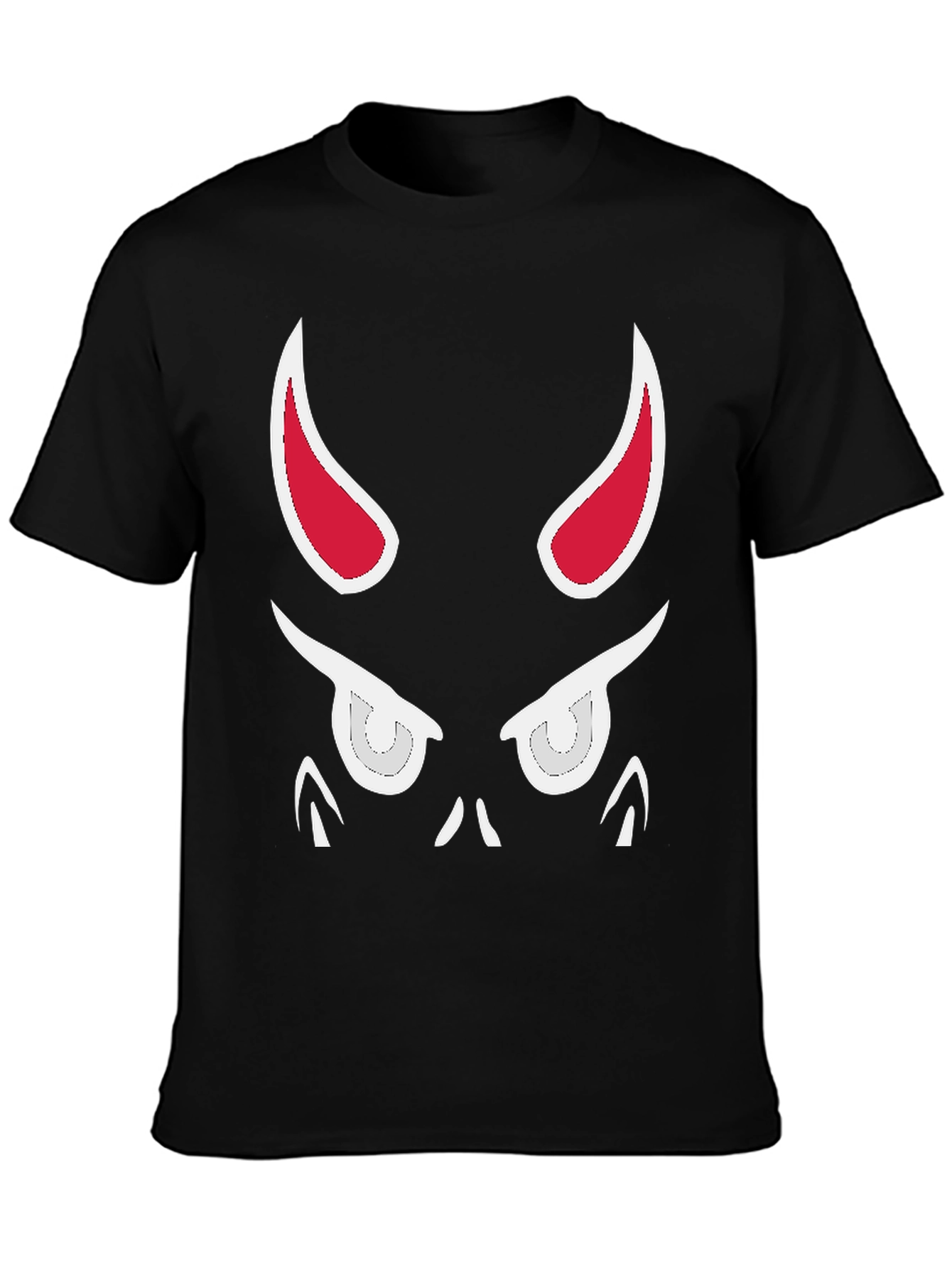 Devil Face Graphic Tee - Black Cotton T-Shirt