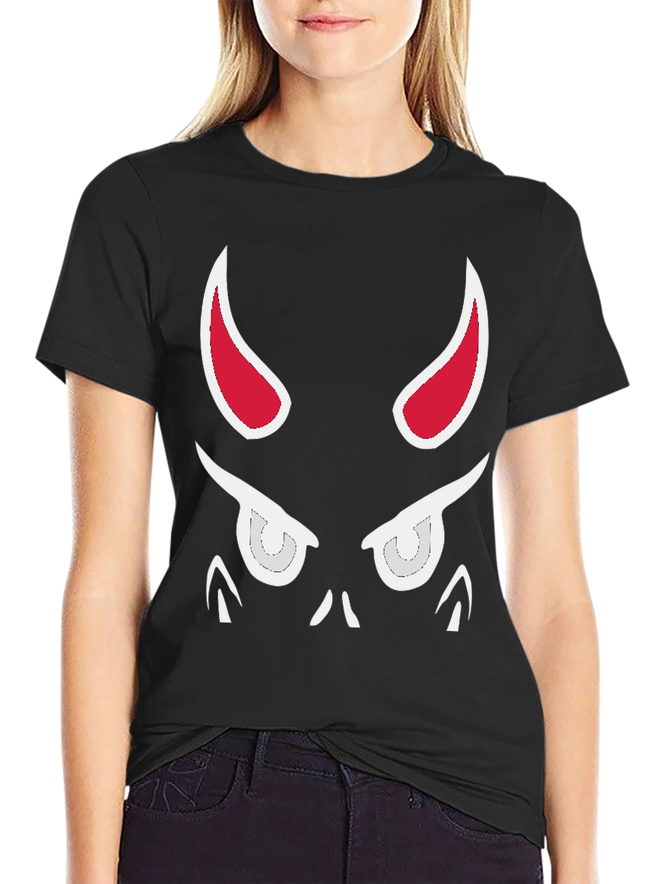 Devil Face Graphic Tee - Black Cotton T-Shirt
