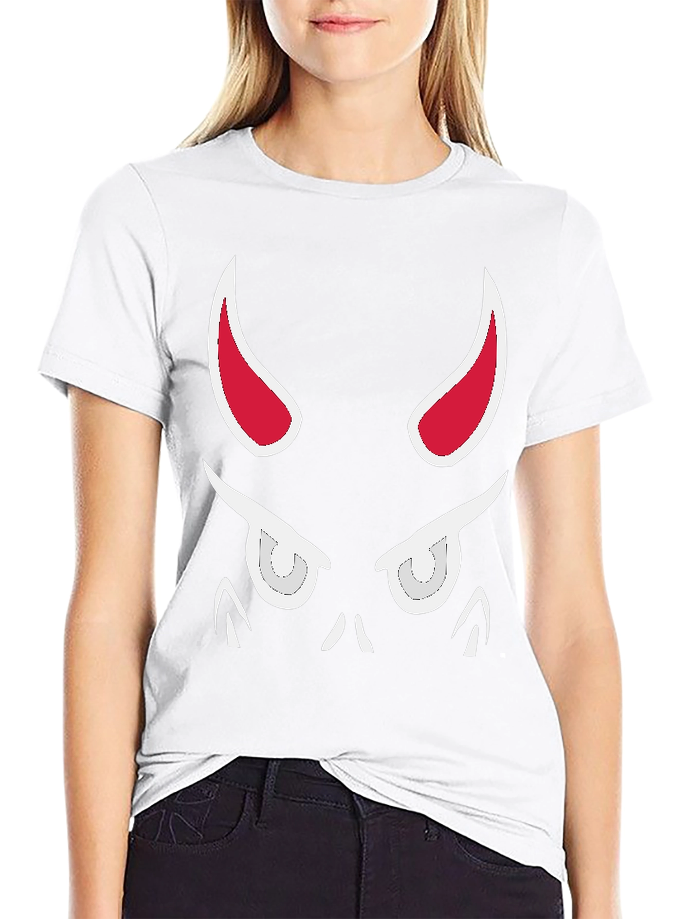 Devil Face Graphic Tee - Black Cotton T-Shirt