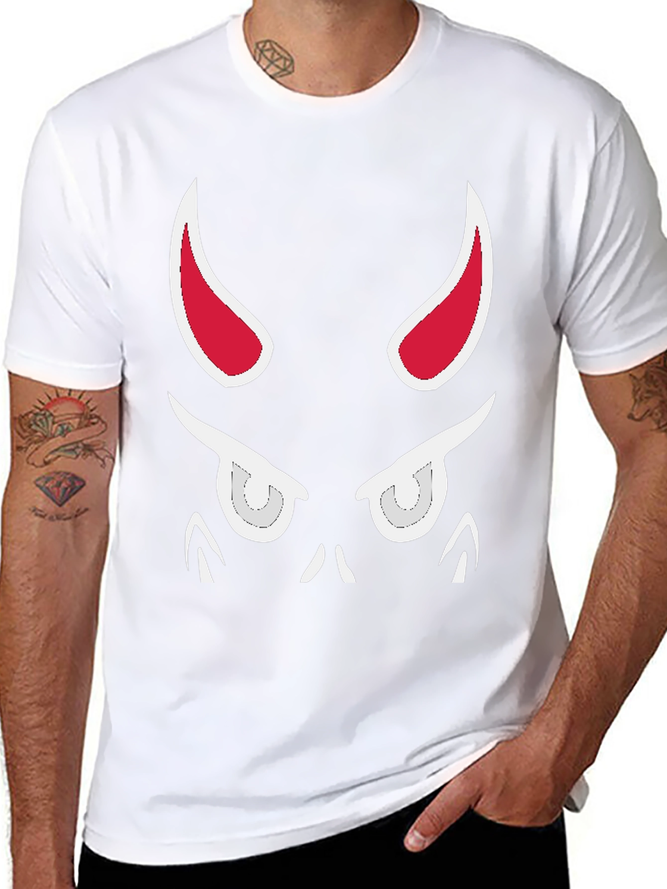 Devil Face Graphic Tee - Black Cotton T-Shirt
