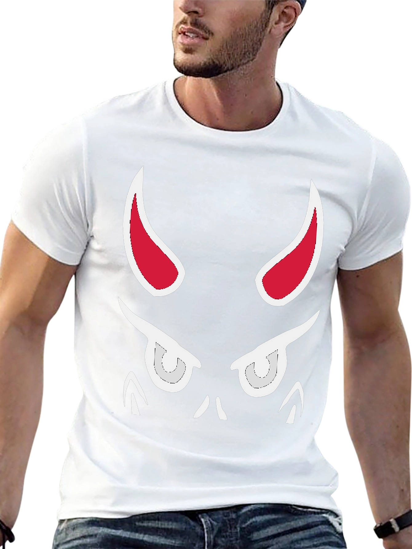 Devil Face Graphic Tee - Black Cotton T-Shirt