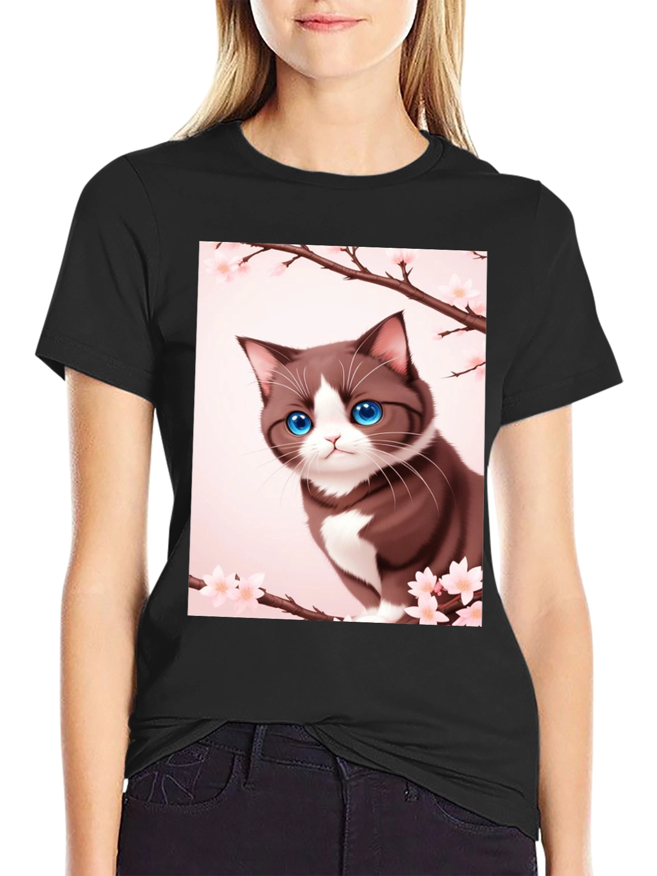 Anime Cat Blossom T-Shirt