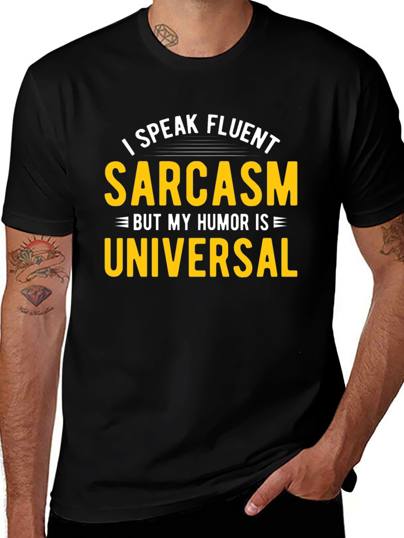 Fluent Sarcasm Humor Universal Black T-Shirt