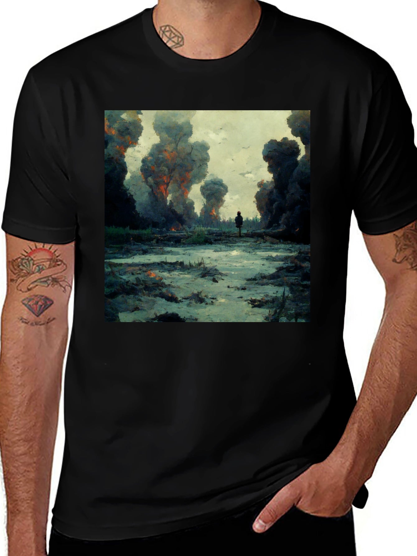 Artistic Graphic Tee - Apocalypse Design