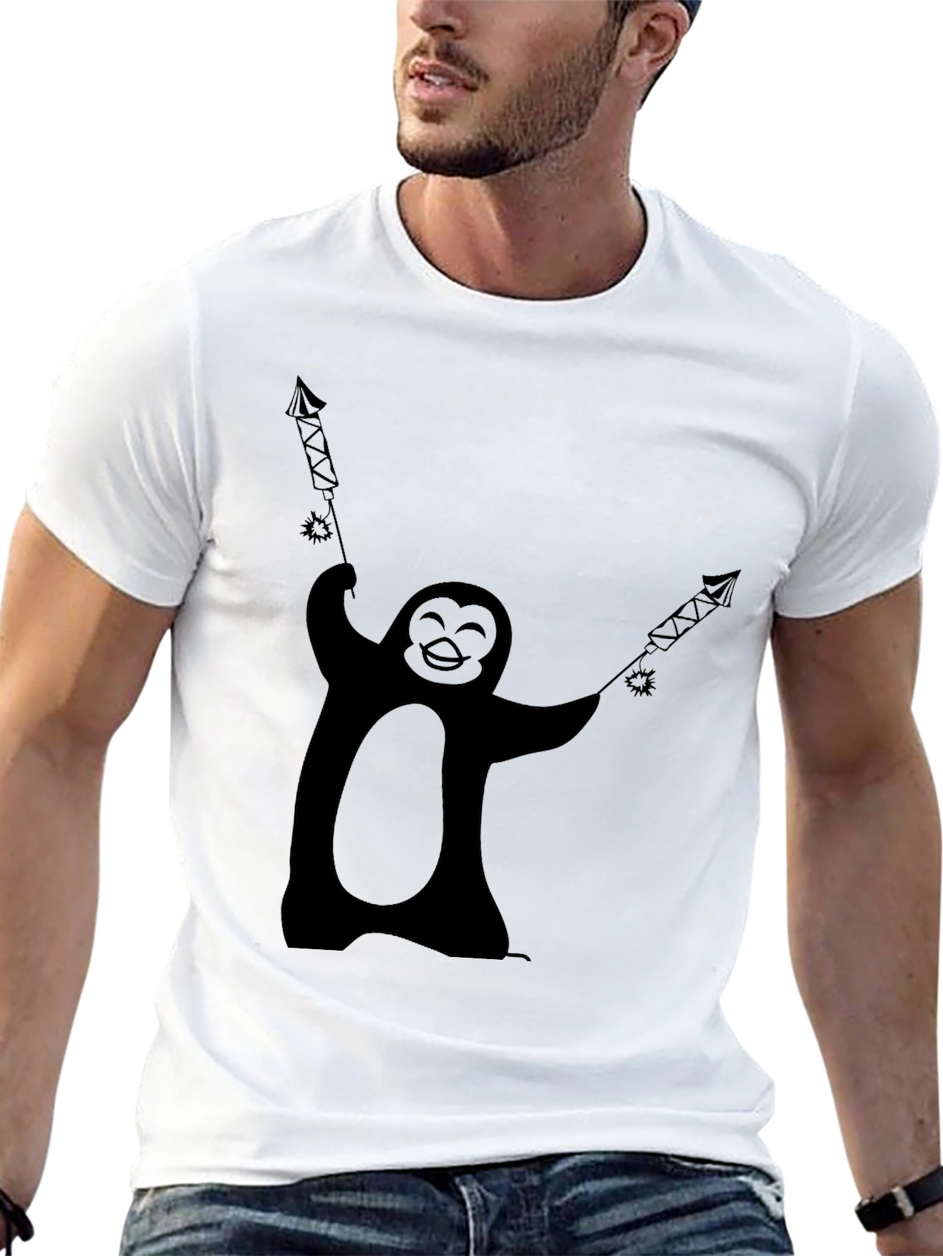 Penguin Fireworks Graphic Tee - Black