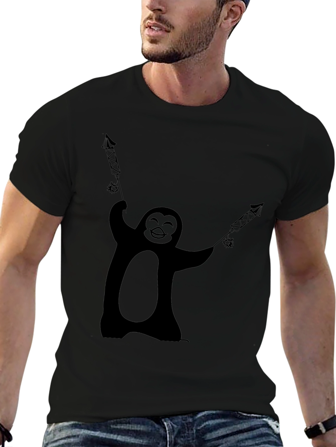 Penguin Fireworks Graphic Tee - Black