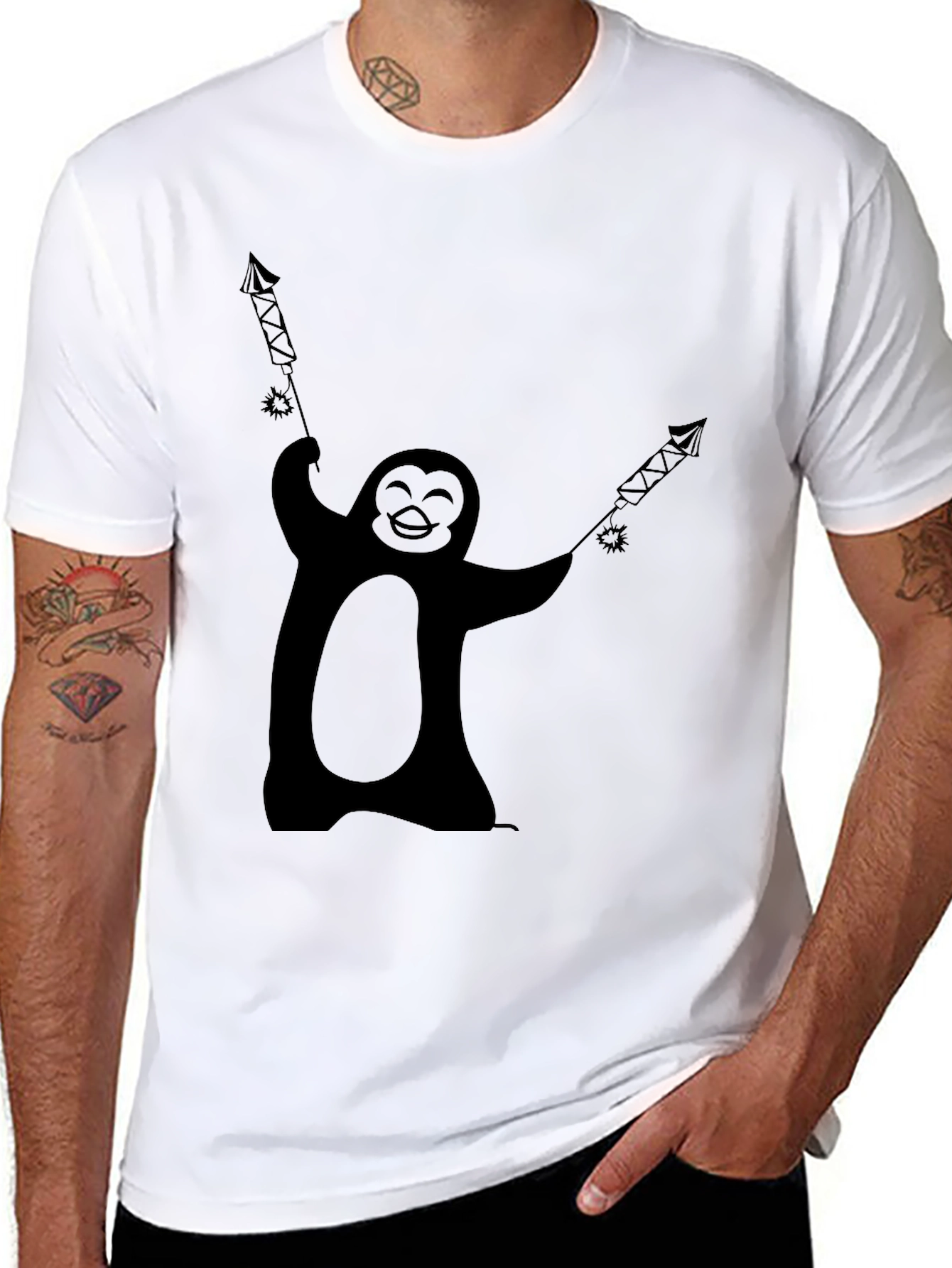 Penguin Fireworks Graphic Tee - Black