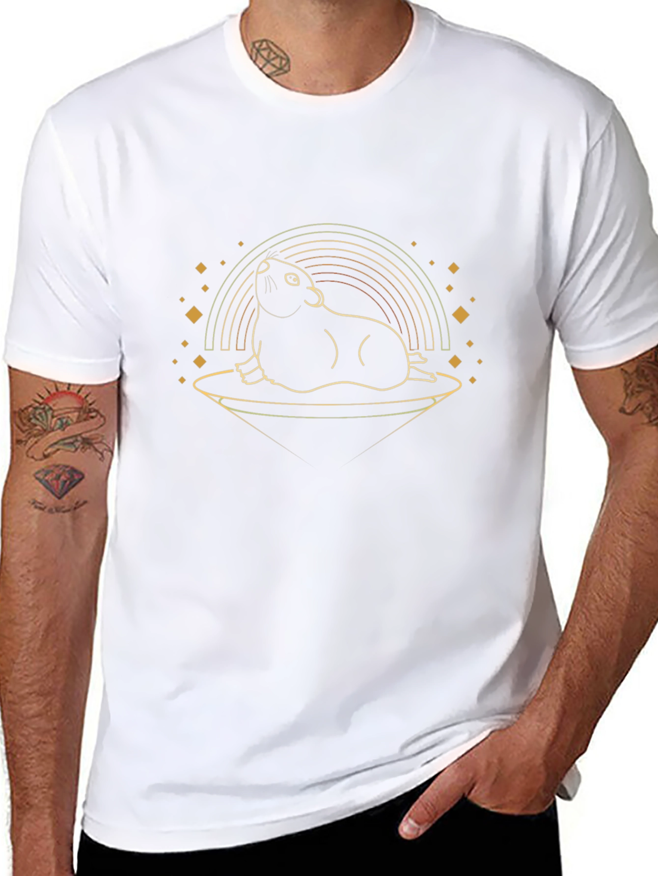 Groundhog Rainbow Mens Graphic Tee