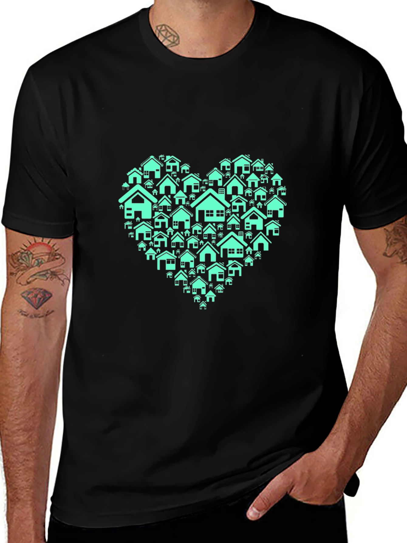 Heart of Homes Graphic T-Shirt - Black