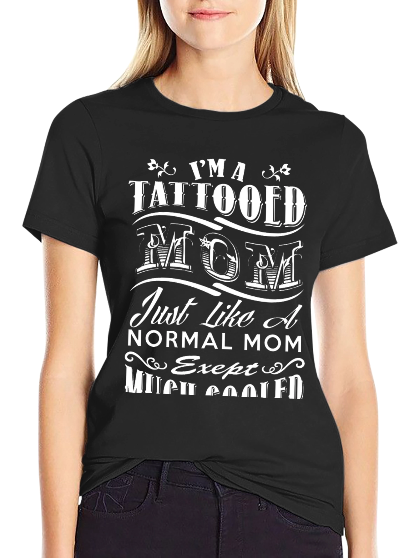 Tattooed Mom Graphic Tee - Black Cotton T-Shirt