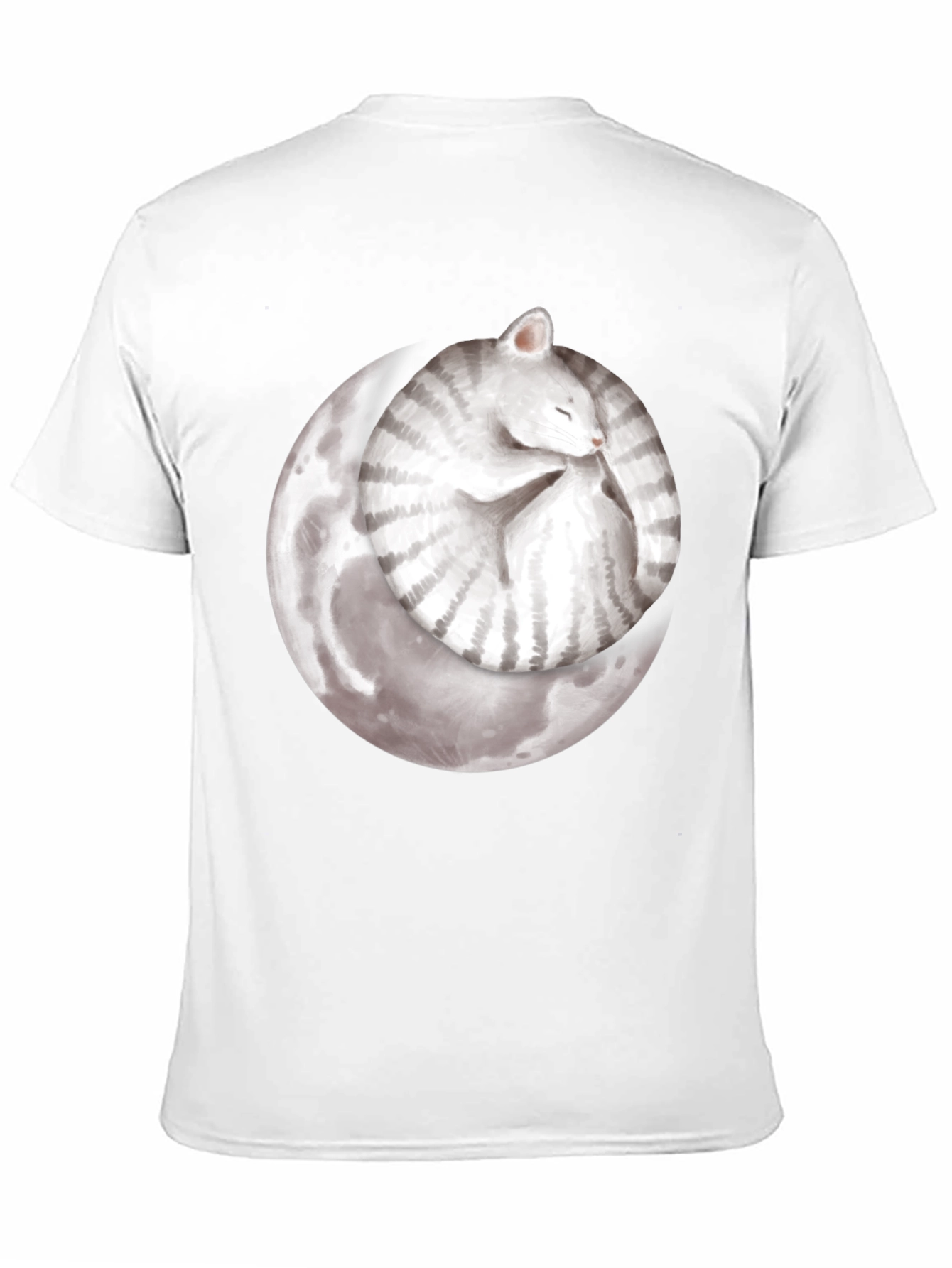 Moon Cat Black T-Shirt - Sleepy Celestial Kitten Tee