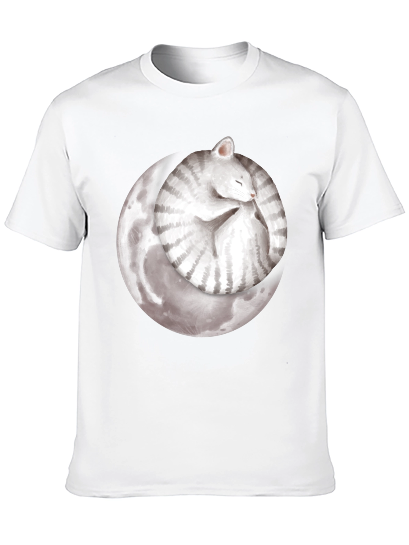 Moon Cat Black T-Shirt - Sleepy Celestial Kitten Tee