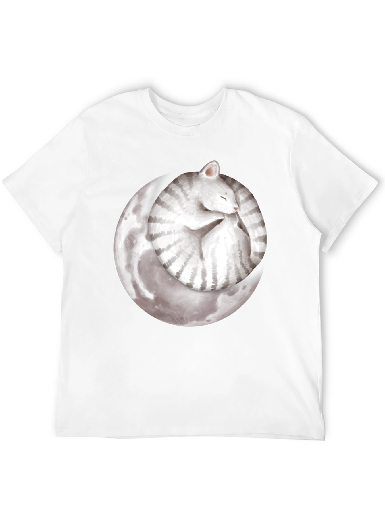 Moon Cat Black T-Shirt - Sleepy Celestial Kitten Tee