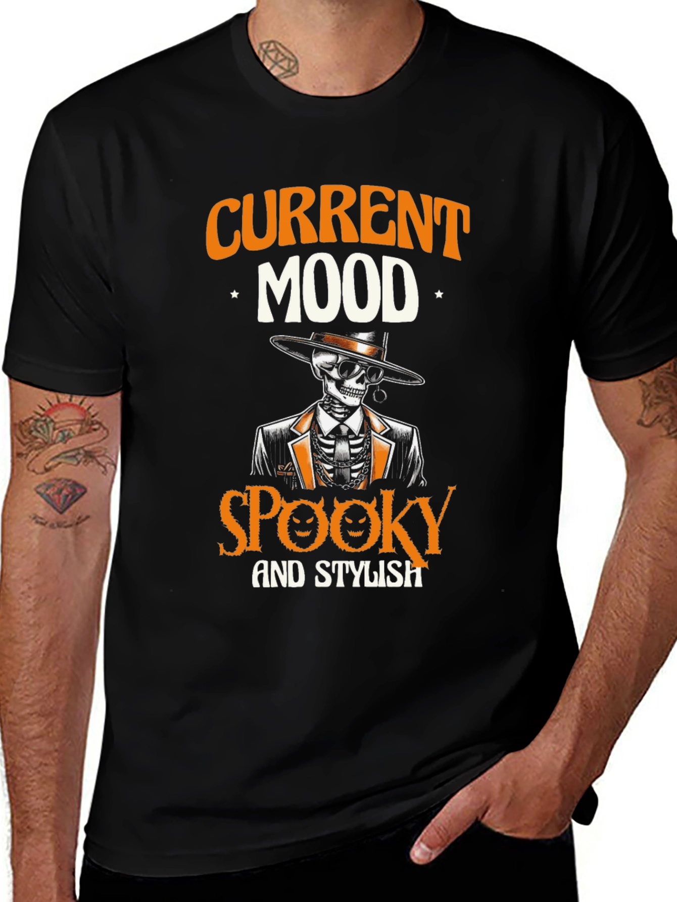 Spooky & Stylish Skeleton Graphic T-Shirt - Halloween Vibes