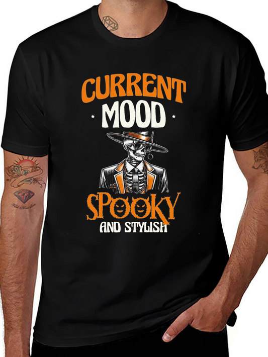 Spooky & Stylish Skeleton Graphic T-Shirt - Halloween Vibes