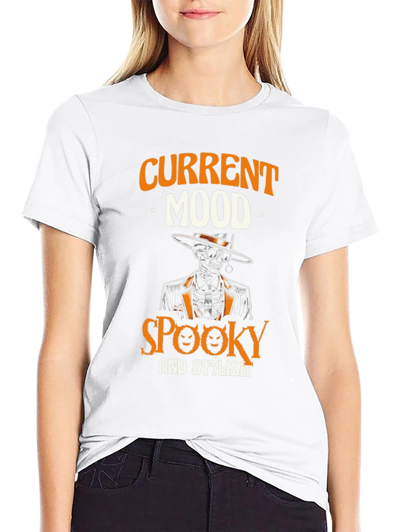 Spooky & Stylish Skeleton Graphic T-Shirt - Halloween Vibes