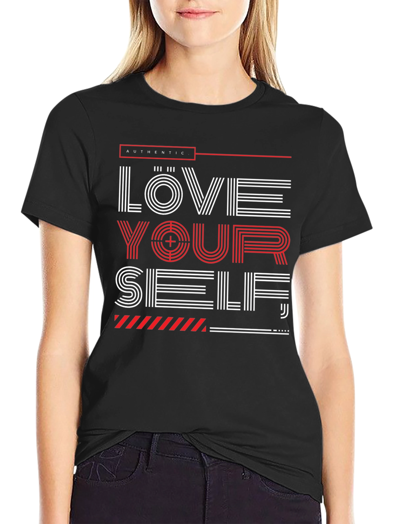 Love Yourself Graphic Print Black T-Shirt