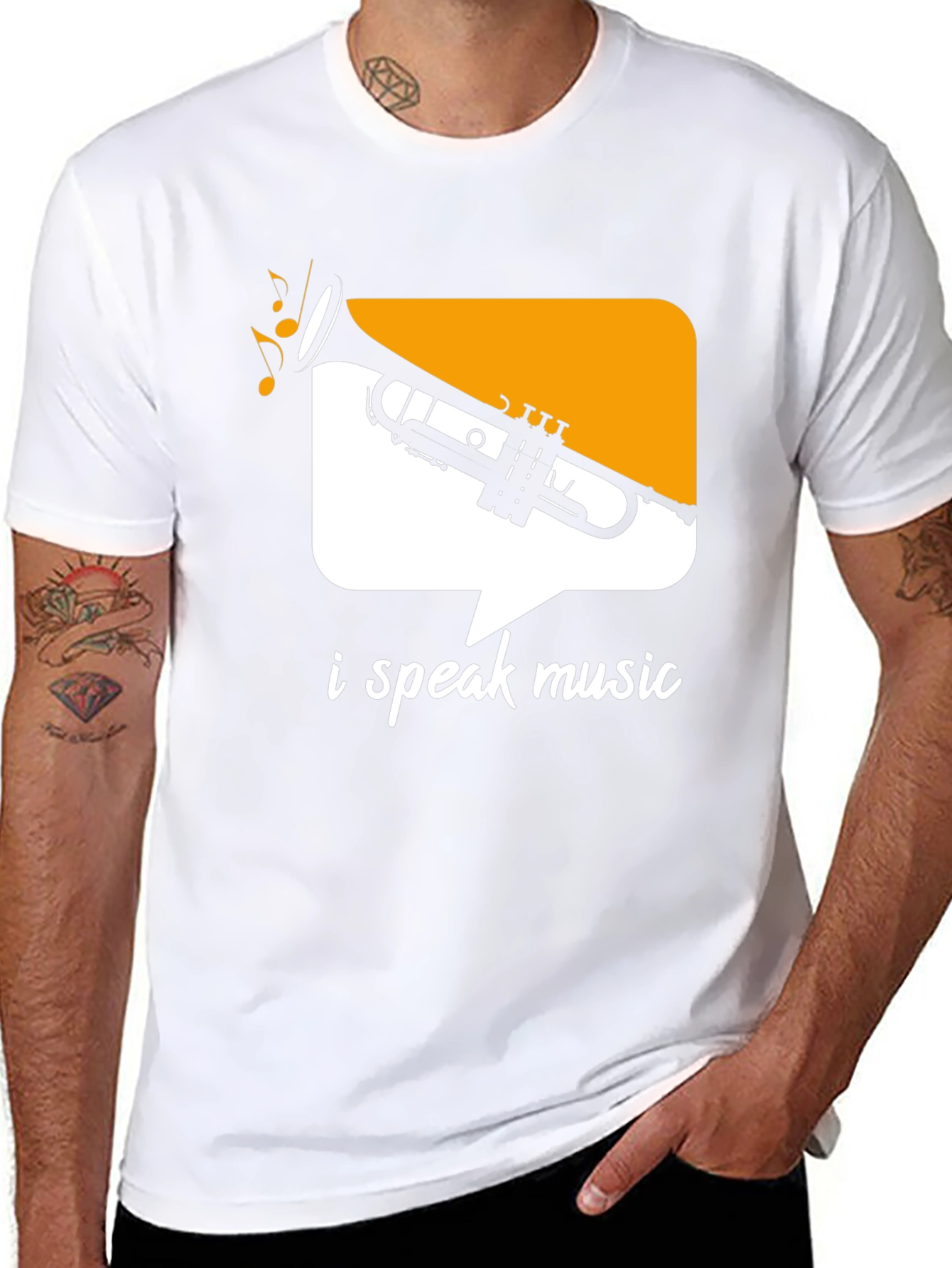 I Speak Music Black T-Shirt: Trumpet Design