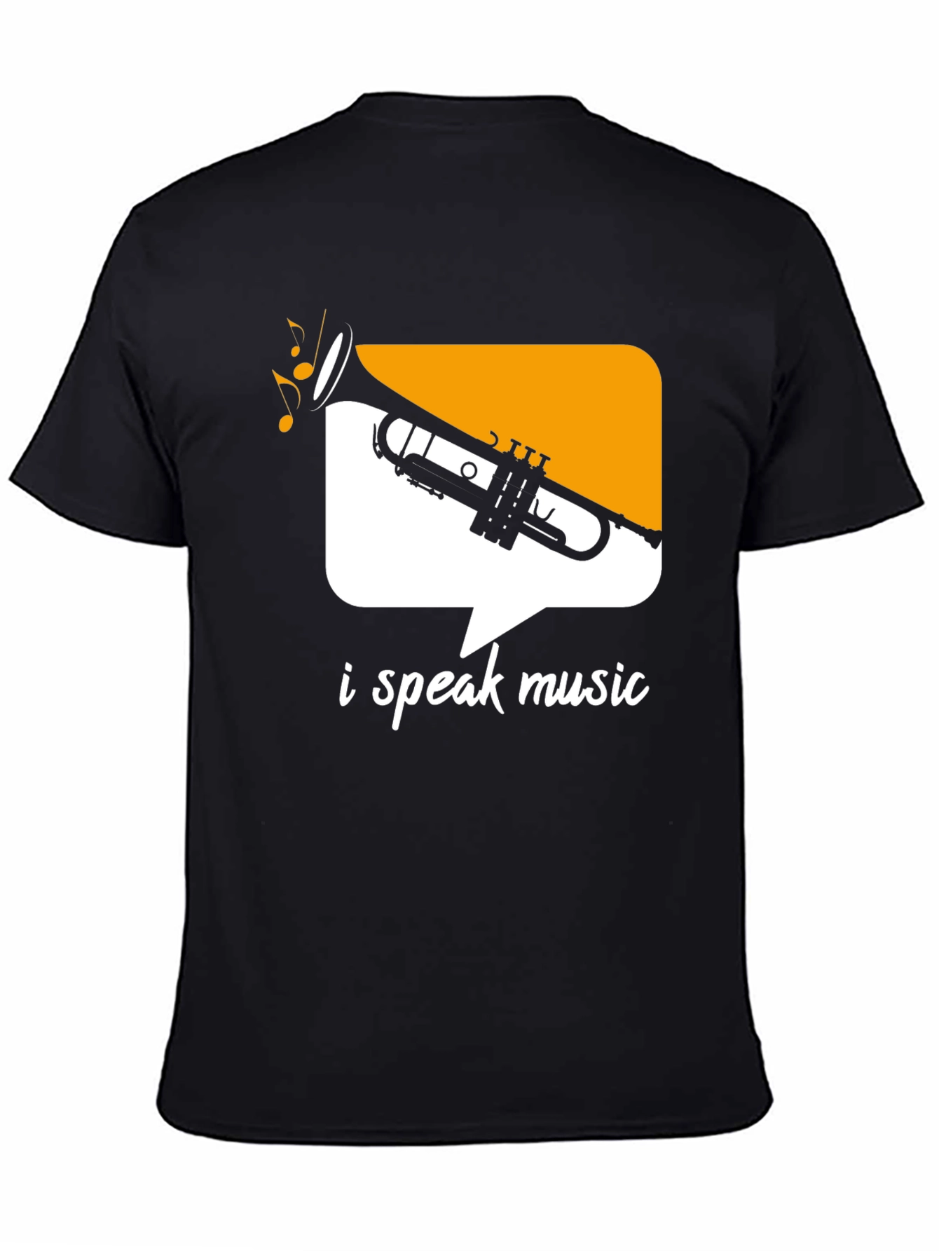I Speak Music Black T-Shirt: Trumpet Design