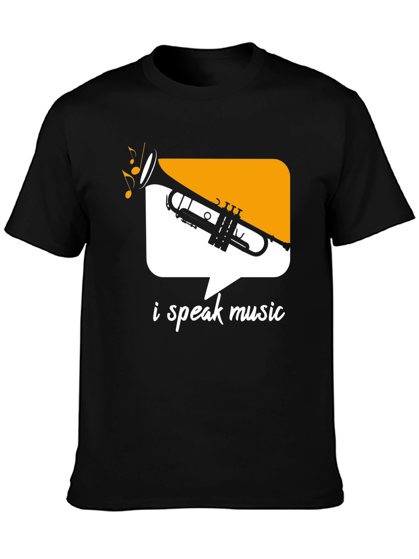 I Speak Music Black T-Shirt: Trumpet Design