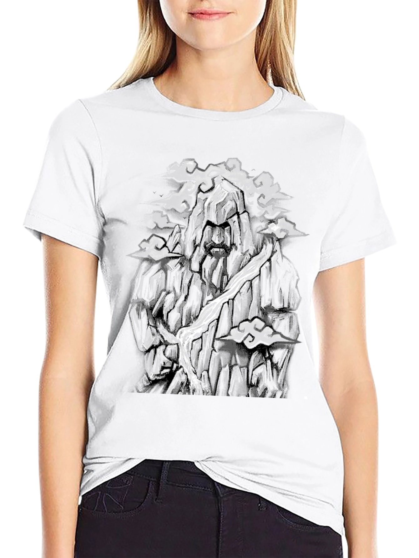 Mountain Face Graphic Tee - Black Cotton Blend