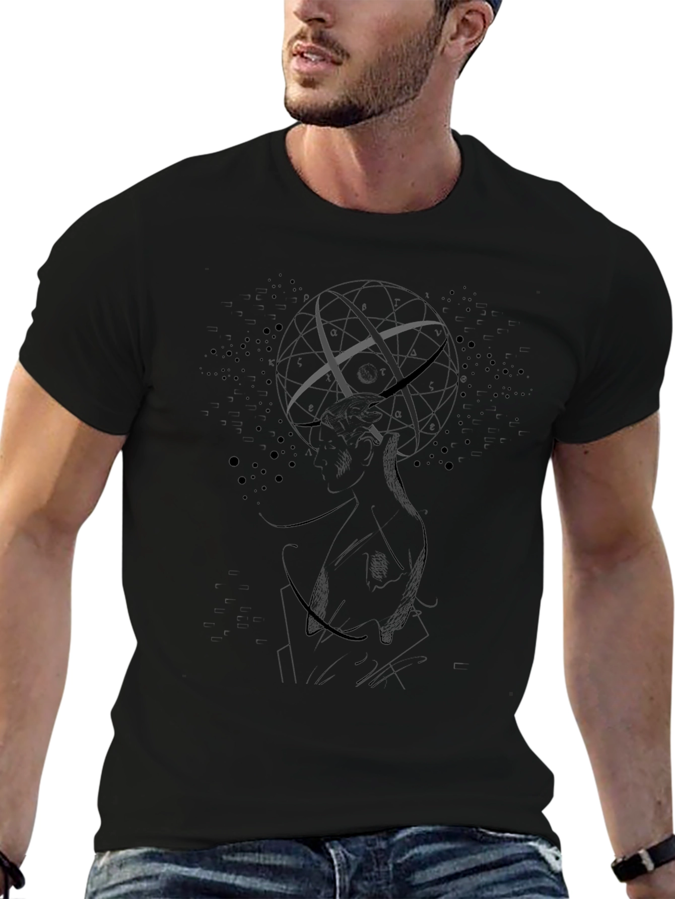 Mens Black Graphic Tee - Atlas Design