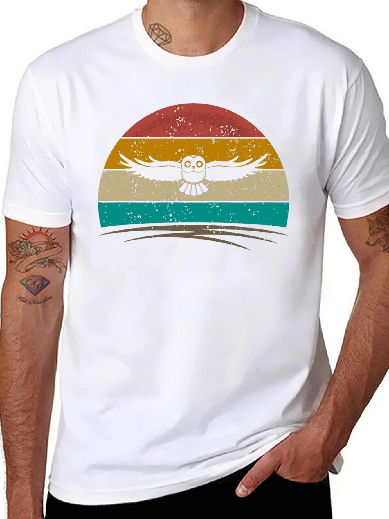 Retro Owl Sunset Graphic Tee
