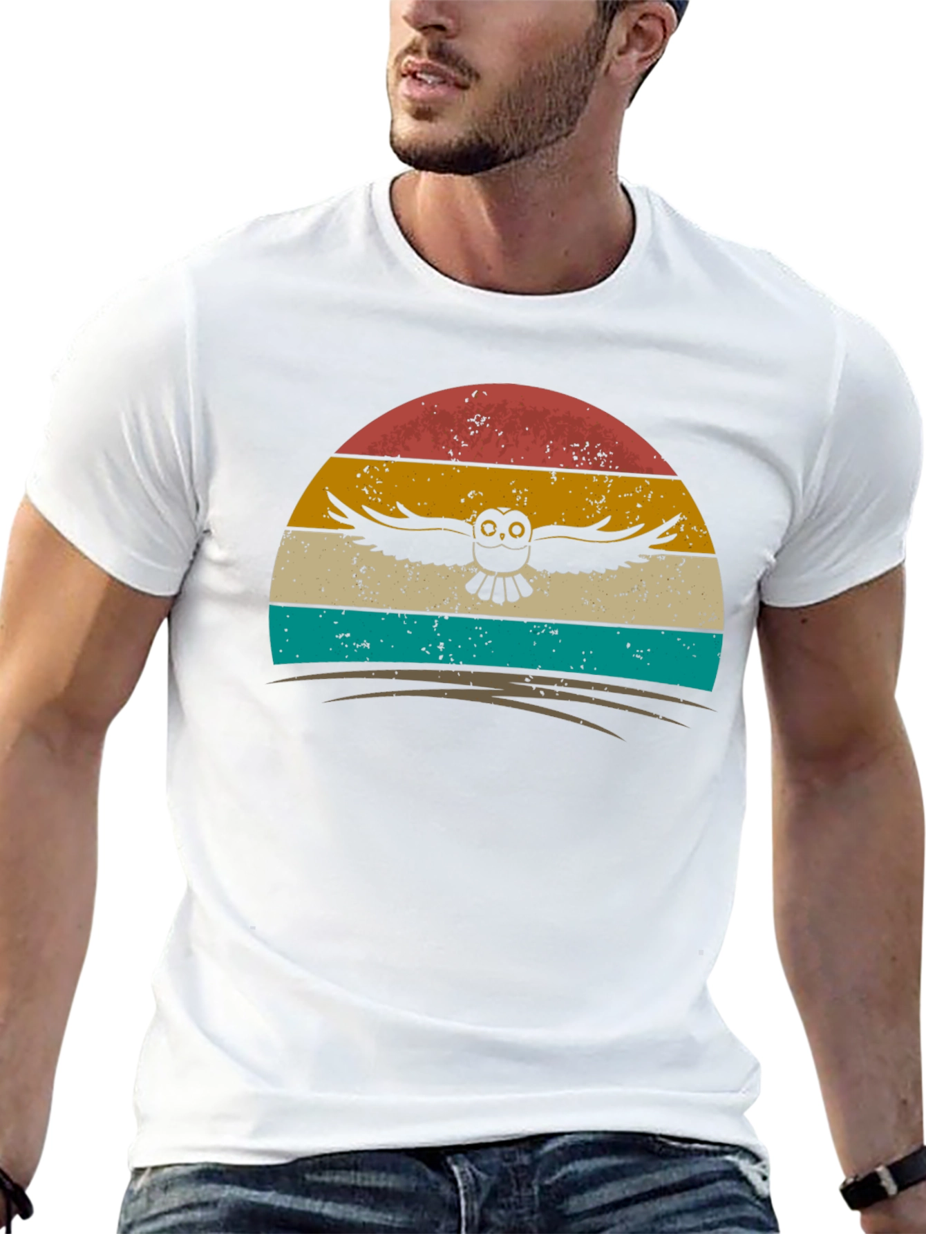 Retro Owl Sunset Graphic Tee