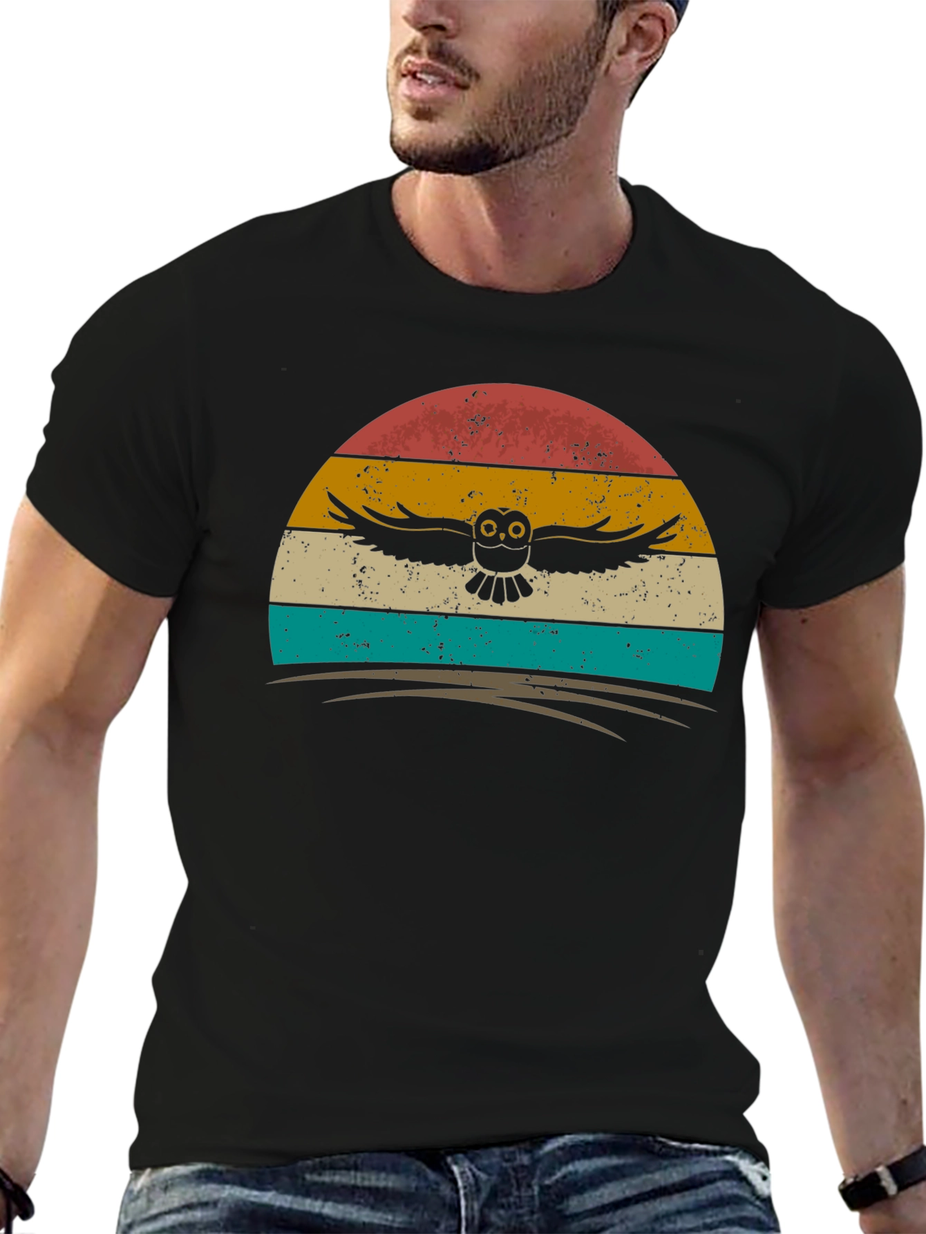 Retro Owl Sunset Graphic Tee