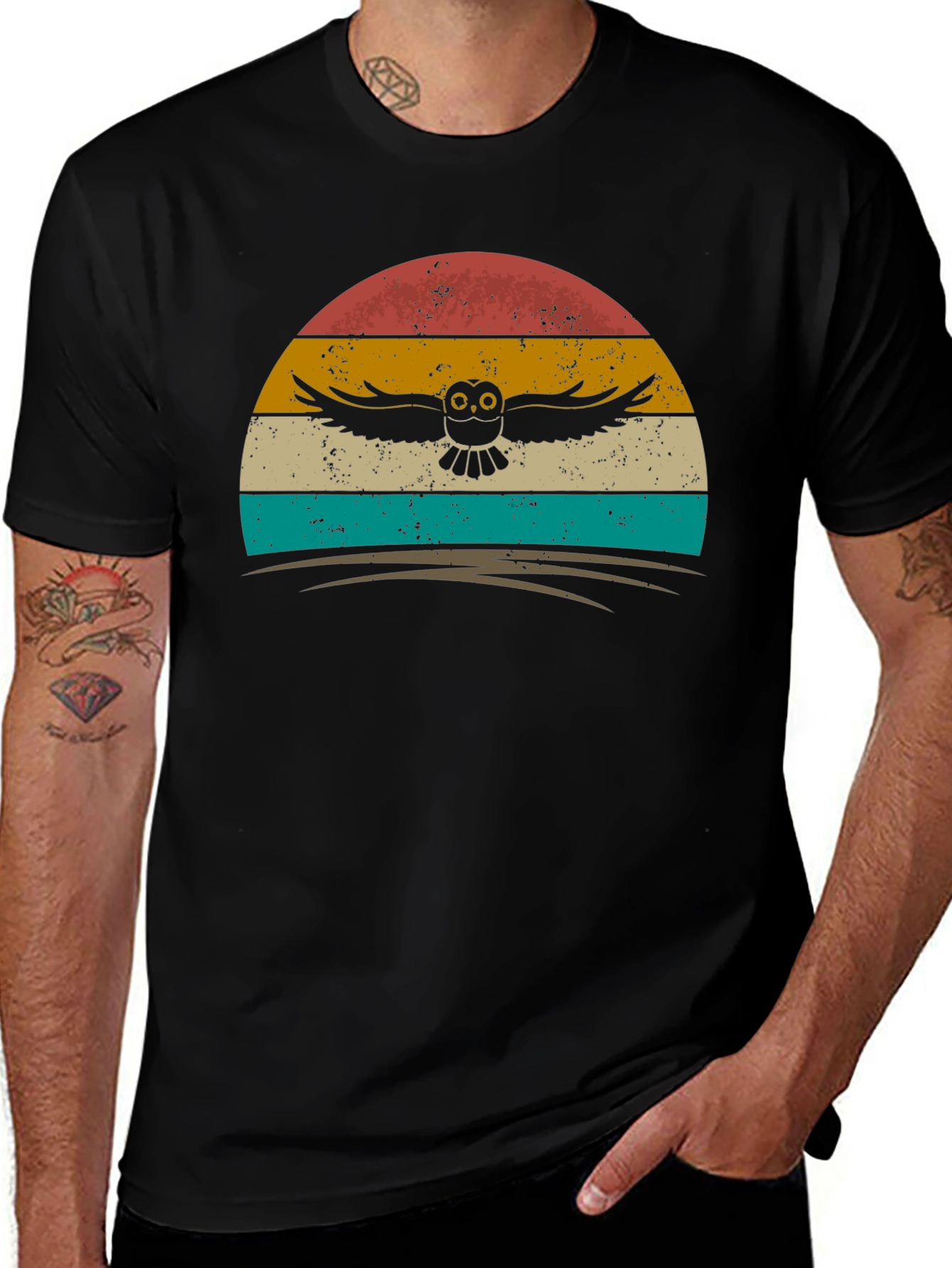 Retro Owl Sunset Graphic Tee