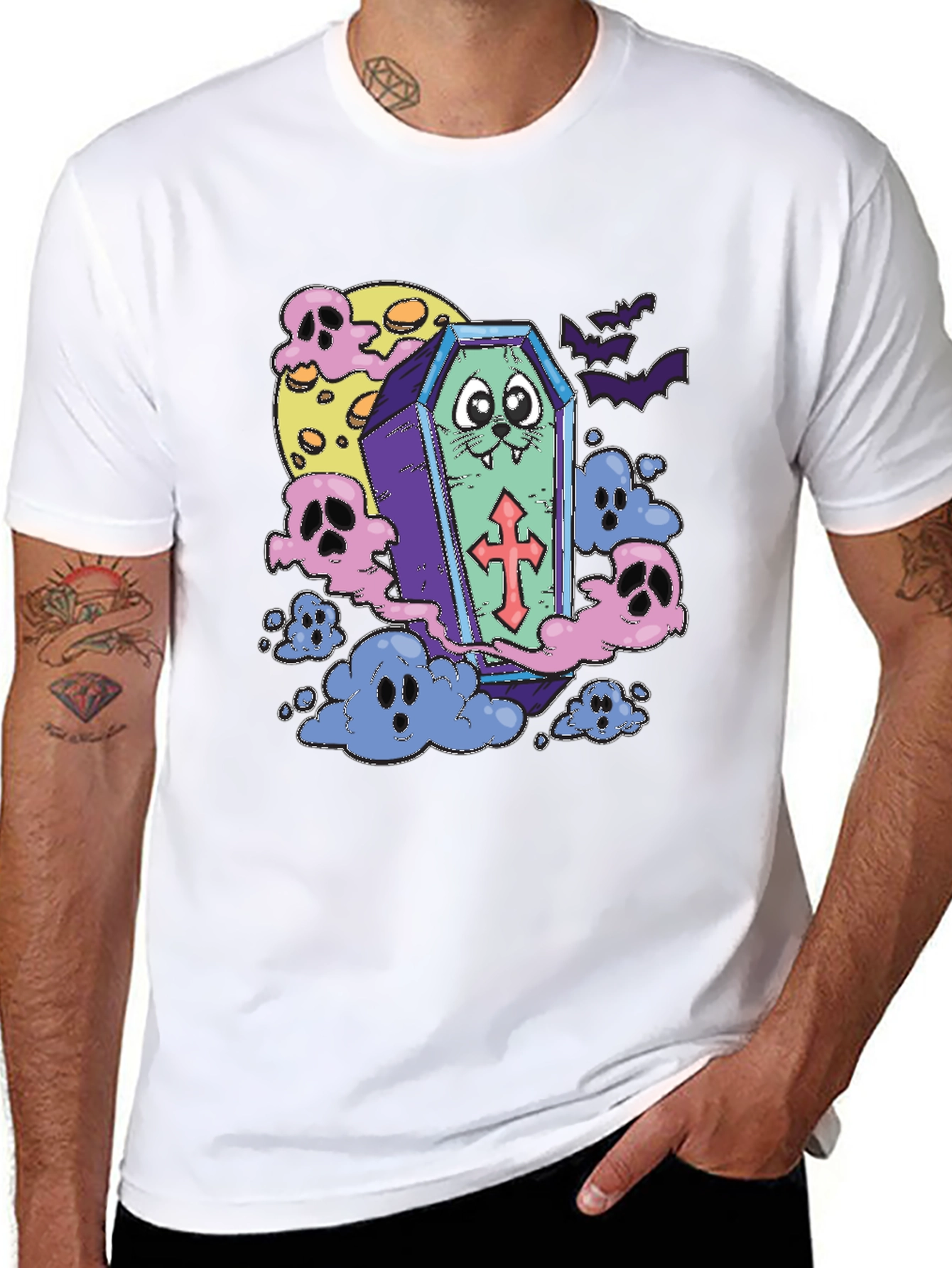 Halloween Cat Coffin T-Shirt
