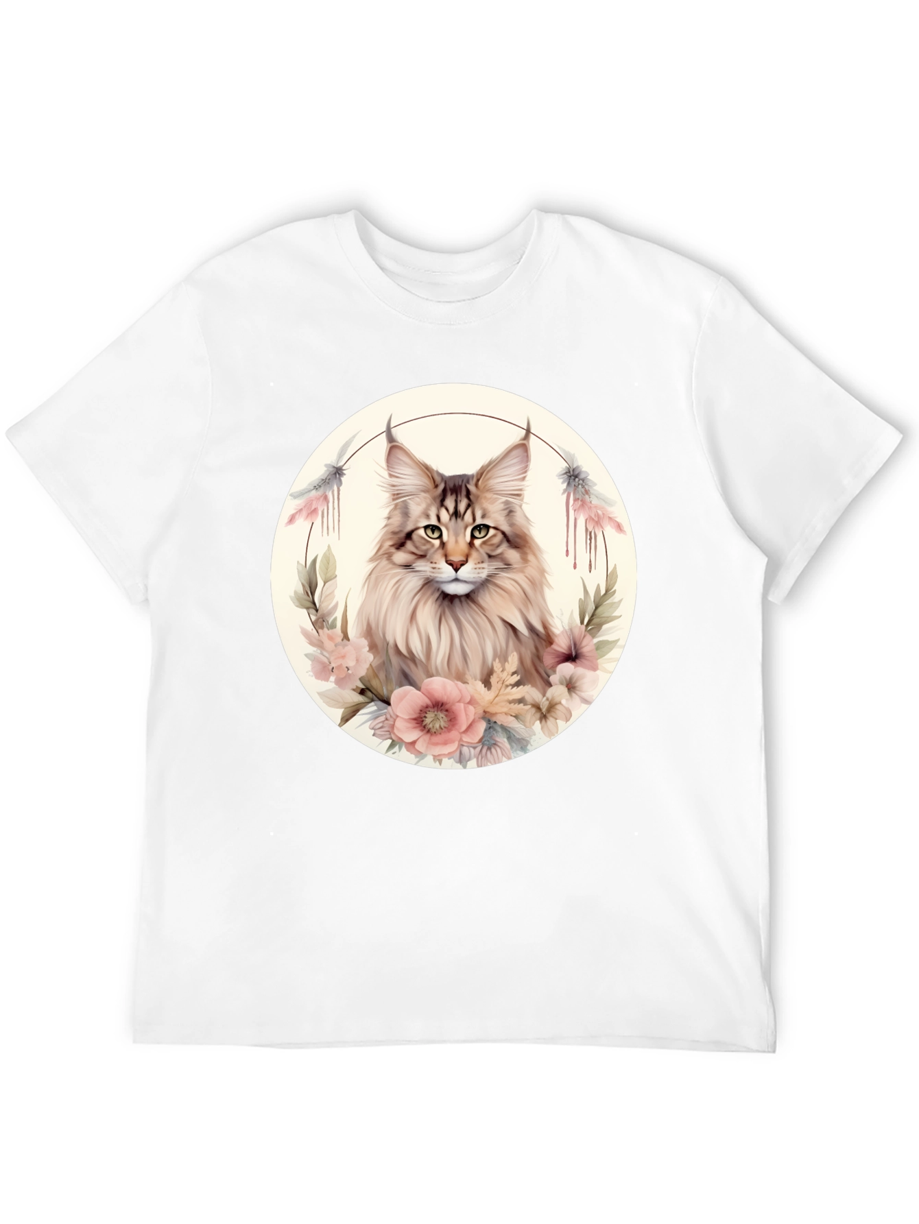 Maine Coon Cat Floral T-Shirt