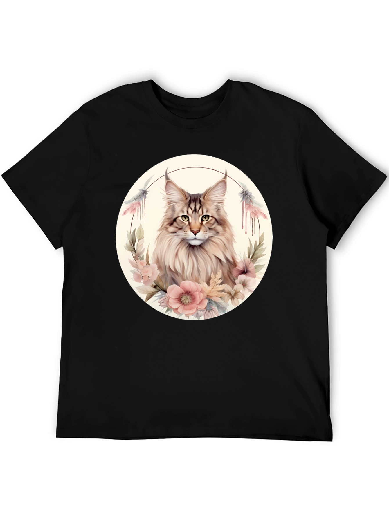 Maine Coon Cat Floral T-Shirt