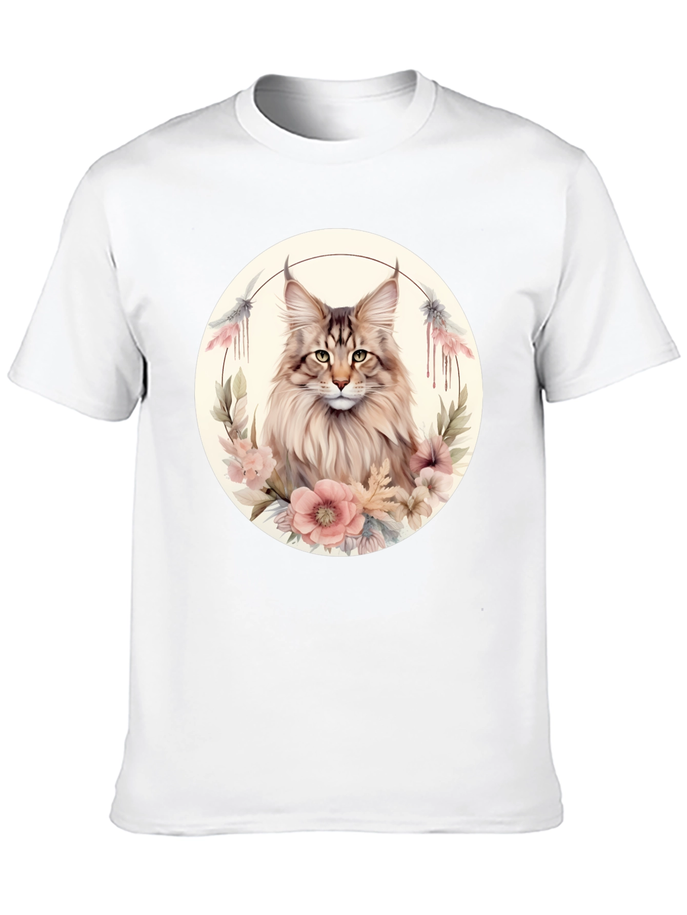 Maine Coon Cat Floral T-Shirt