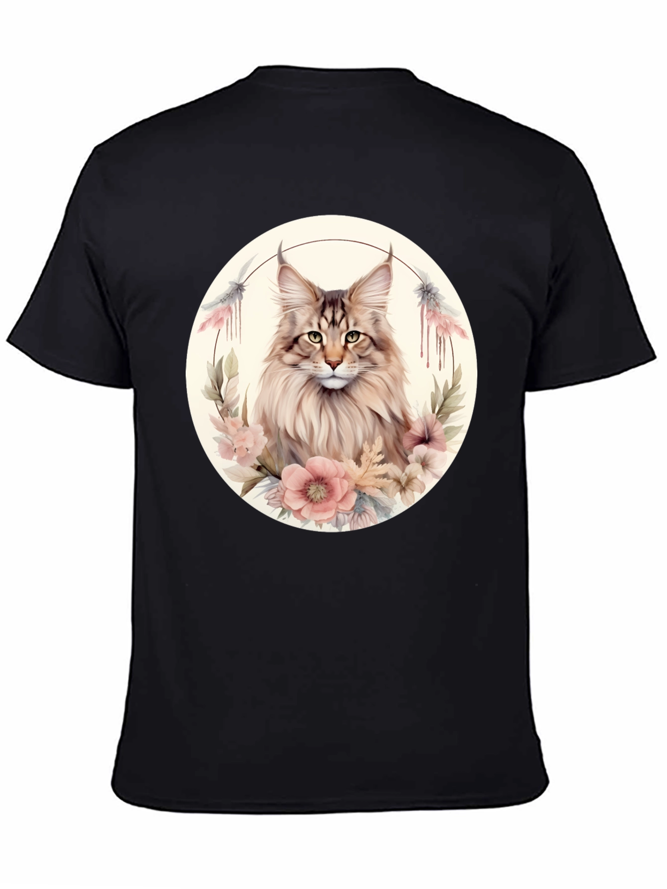 Maine Coon Cat Floral T-Shirt
