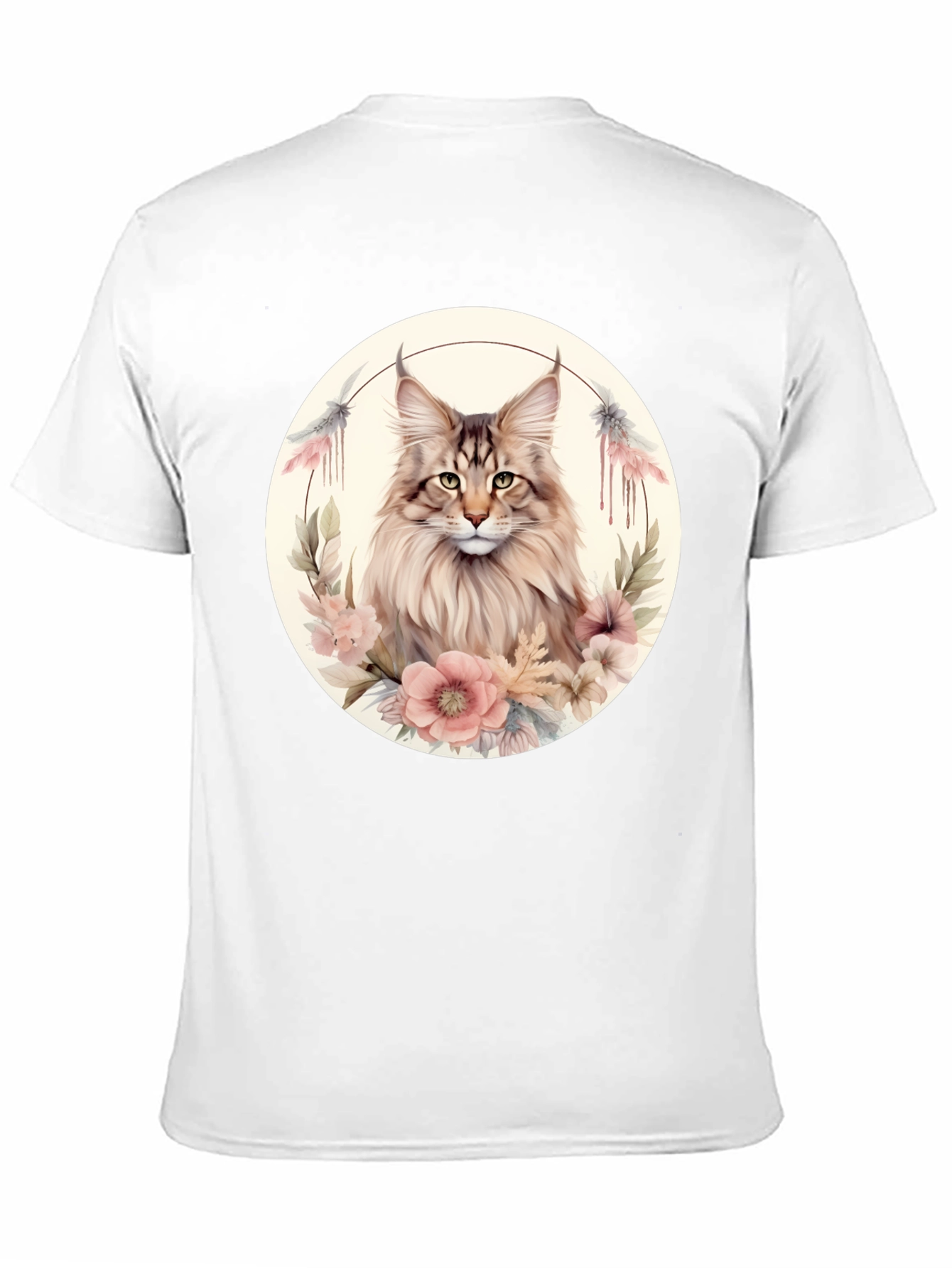 Maine Coon Cat Floral T-Shirt