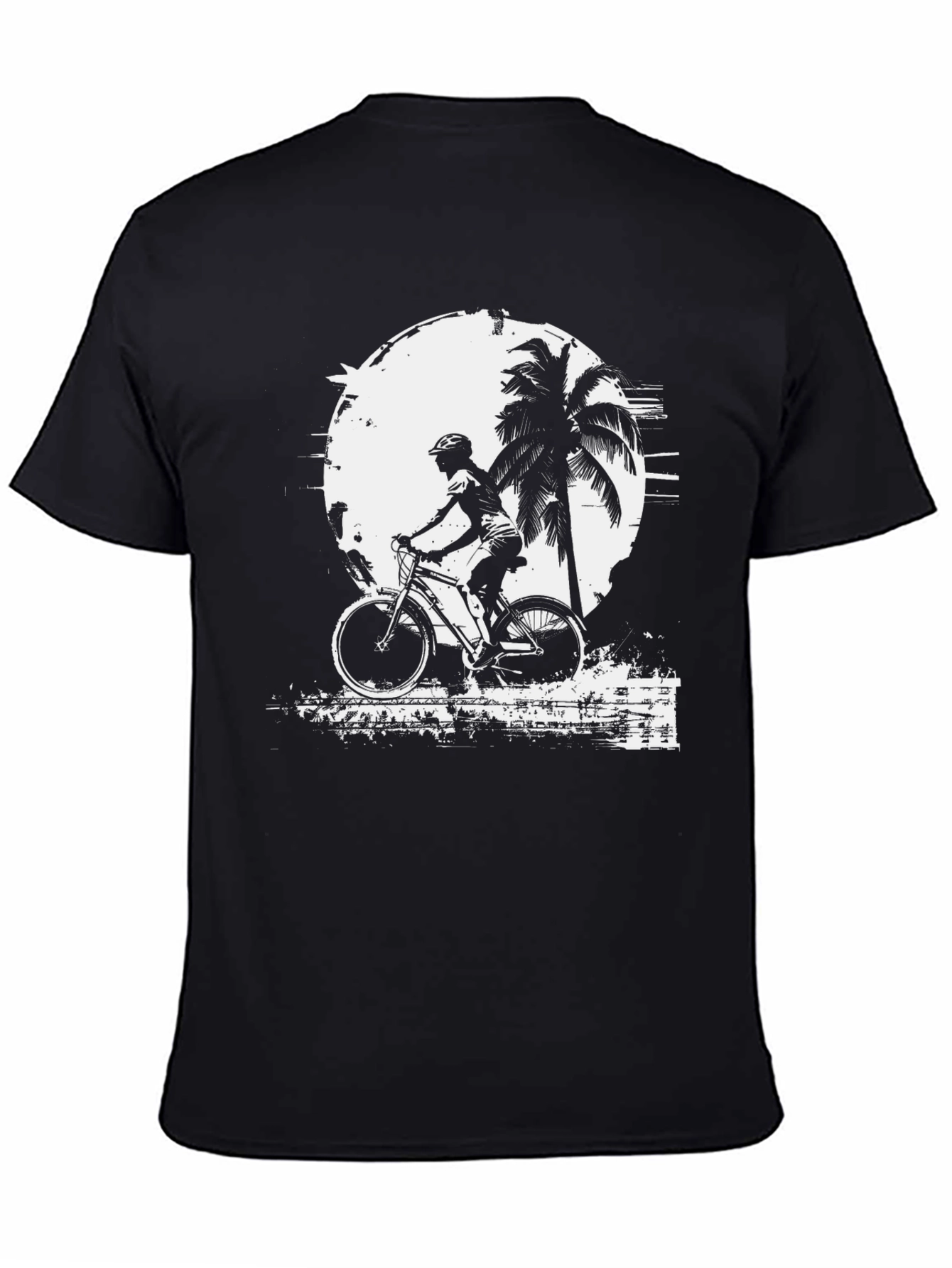 Biker Palm Tree Graphic Black T-Shirt